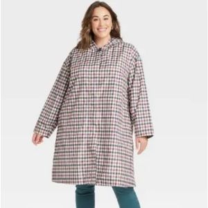 COPY - Ava & Viv Women's Multicolored Plaid Plus Size Button Down Raincoat Size…